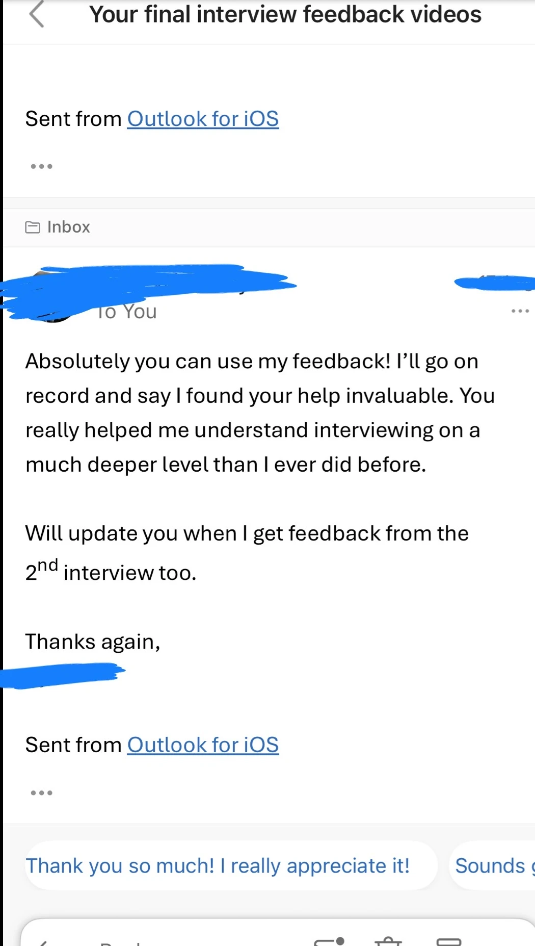 Interview Coaching Client Feedback